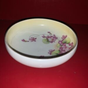 Antique PT Bavaria Studio Hand Painted Legged Floral Bowl Signed Hawk
